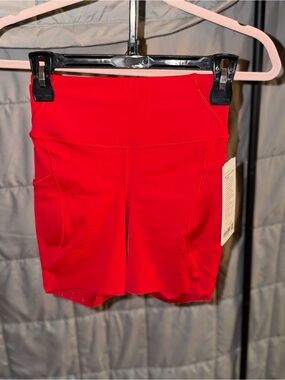 Lululemon Red Fast and Free High-Rise Shorts 6” w/ Pockets